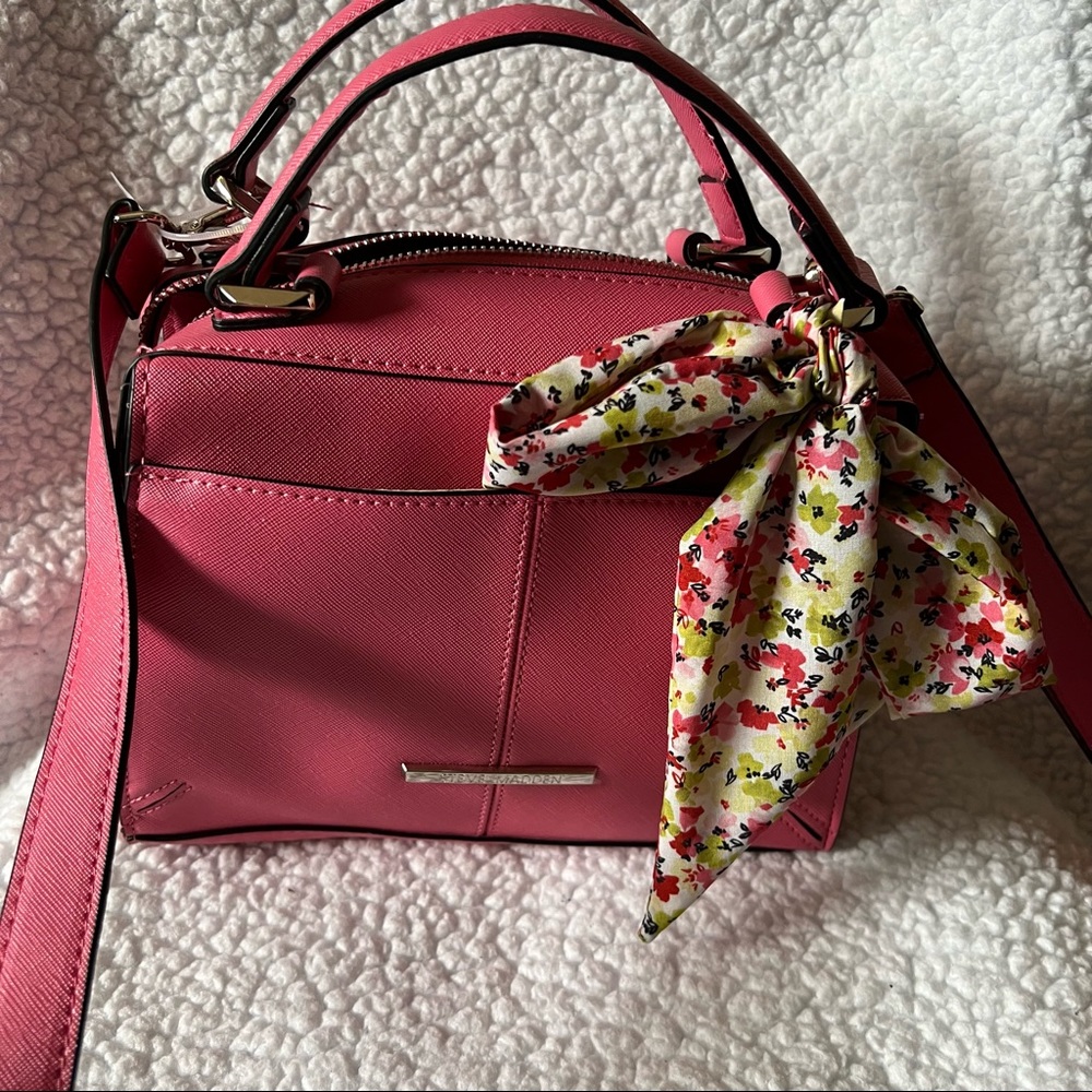 Steve Madden Small Pink Crossbody Bag With Scarf NWT
